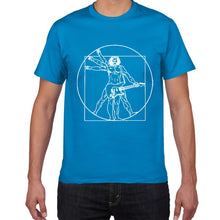 Cargar imagen en el visor de la galería, Funny Da Vinci guitar/drum T-Shirt Vitruvian Man rock band Vintage