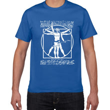Cargar imagen en el visor de la galería, Funny Da Vinci guitar/drum T-Shirt Vitruvian Man rock band Vintage