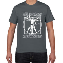Cargar imagen en el visor de la galería, Funny Da Vinci guitar/drum T-Shirt Vitruvian Man rock band Vintage