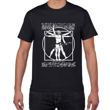 Cargar imagen en el visor de la galería, Funny Da Vinci guitar/drum T-Shirt Vitruvian Man rock band Vintage