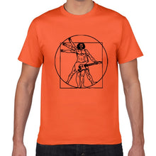 Cargar imagen en el visor de la galería, Funny Da Vinci guitar/drum T-Shirt Vitruvian Man rock band Vintage