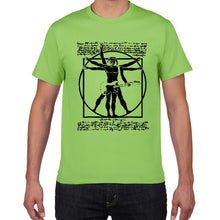 Cargar imagen en el visor de la galería, Funny Da Vinci guitar/drum T-Shirt Vitruvian Man rock band Vintage