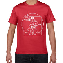 Cargar imagen en el visor de la galería, Funny Da Vinci guitar/drum T-Shirt Vitruvian Man rock band Vintage