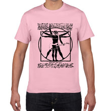 Cargar imagen en el visor de la galería, Funny Da Vinci guitar/drum T-Shirt Vitruvian Man rock band Vintage