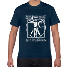 Cargar imagen en el visor de la galería, Funny Da Vinci guitar/drum T-Shirt Vitruvian Man rock band Vintage