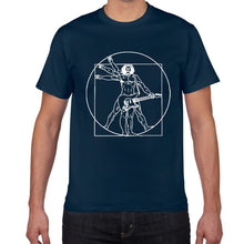Cargar imagen en el visor de la galería, Funny Da Vinci guitar/drum T-Shirt Vitruvian Man rock band Vintage