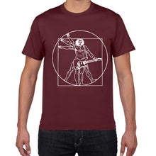 Cargar imagen en el visor de la galería, Funny Da Vinci guitar/drum T-Shirt Vitruvian Man rock band Vintage