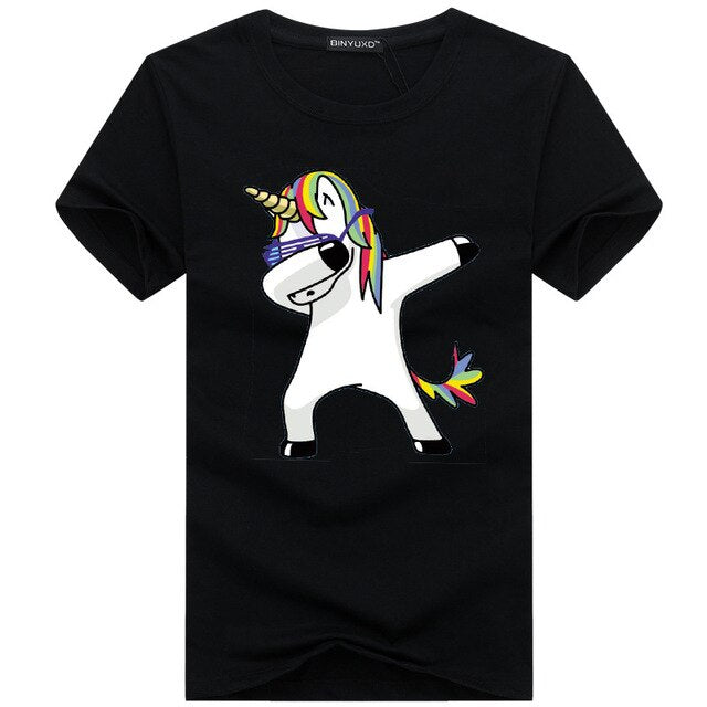 Dabbing cartoon Unicorn cotton Tee