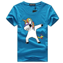 Load image into Gallery viewer, Dabbing cartoon Unicorn cotton Tee
