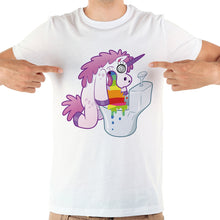 Load image into Gallery viewer, Funny Rainbow Vomiting Unicorn 2018 Tee selection white
