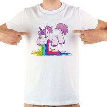 Load image into Gallery viewer, Funny Rainbow Vomiting Unicorn 2018 Tee selection white
