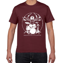 Load image into Gallery viewer, Funny Da Vinci guitar/drum  T-Shirt Vitruvian Man rock band Vintage
