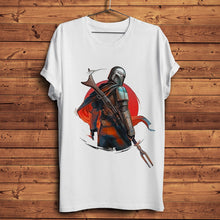 Cargar imagen en el visor de la galería, Red sun Mandalorian Tee white
