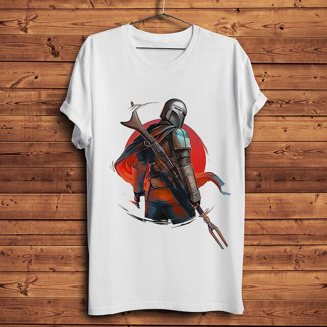 Red sun Mandalorian Tee white