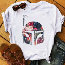 Charger l&#39;image dans la galerie, Boba Fett Helmet Floral white Tee
