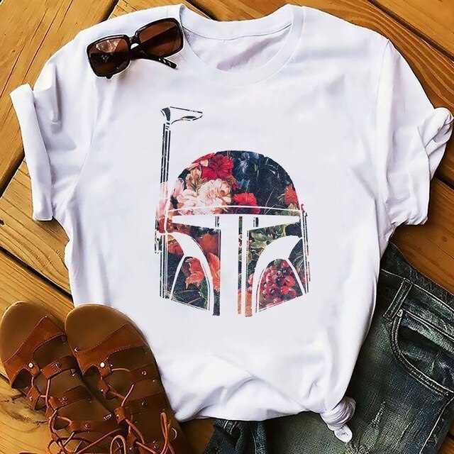 Boba Fett Helmet Floral white Tee