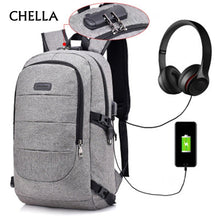 Load image into Gallery viewer, Large Capacity Anti Theft canvas Laptop Bag, USB &amp; Headphone port
